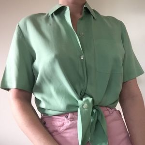 Vintage Mint Silk Boxy Blouse